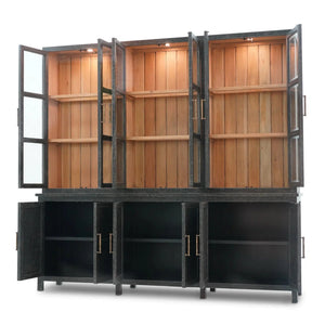 Madrone 12 Door Display Cabinet w/ Glass Shelves and LED Lights-Blue Hand Home
