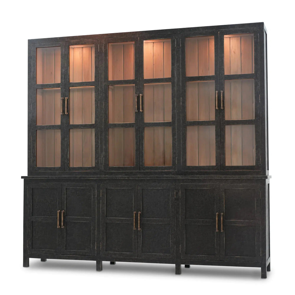 Madrone 12 Door Display Cabinet w/ Glass Shelves and LED Lights-Blue Hand Home