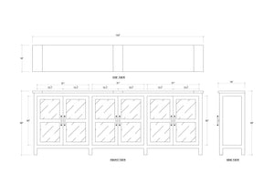 Madrone 6 Door Sideboard w/ Glass Shelves w/ 3 LED-Blue Hand Home