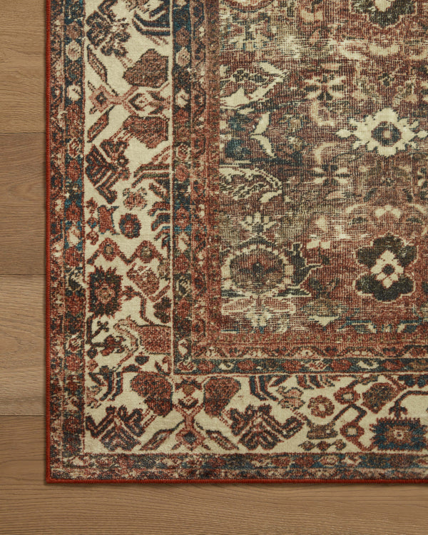 Magnolia Home by Joanna Gaines x Loloi Banks Rug - Brick / Ivory-Blue Hand Home