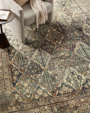 Magnolia Home by Joanna Gaines x Loloi Banks Rug - Spice / Blue-Blue Hand Home