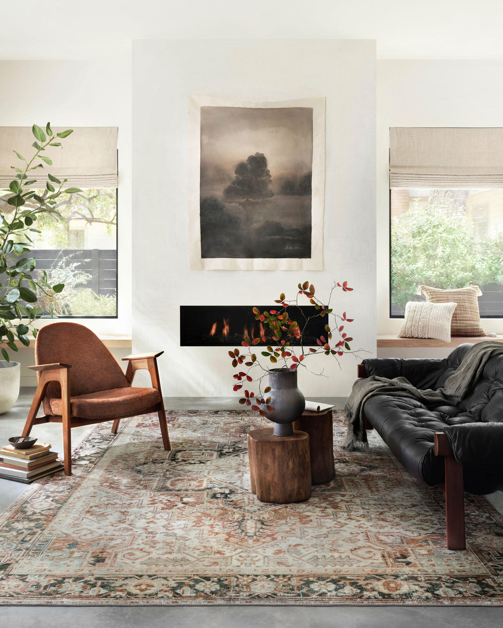 Magnolia Home by Joanna Gaines x Loloi Lenna Rug - Rust / Charcoal-Blue Hand Home