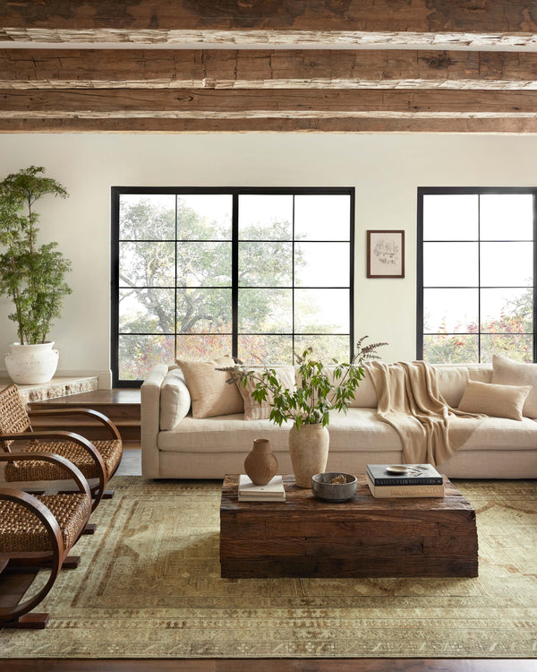 Magnolia Home by Joanna Gaines x Loloi Sinclair Rug - Khaki / Tobacco-Blue Hand Home
