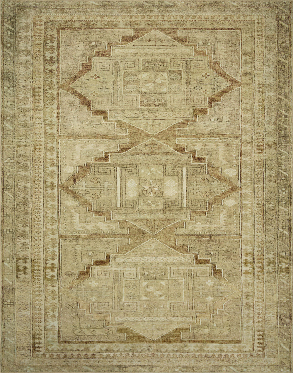 Magnolia Home by Joanna Gaines x Loloi Sinclair Rug - Khaki / Tobacco-Blue Hand Home