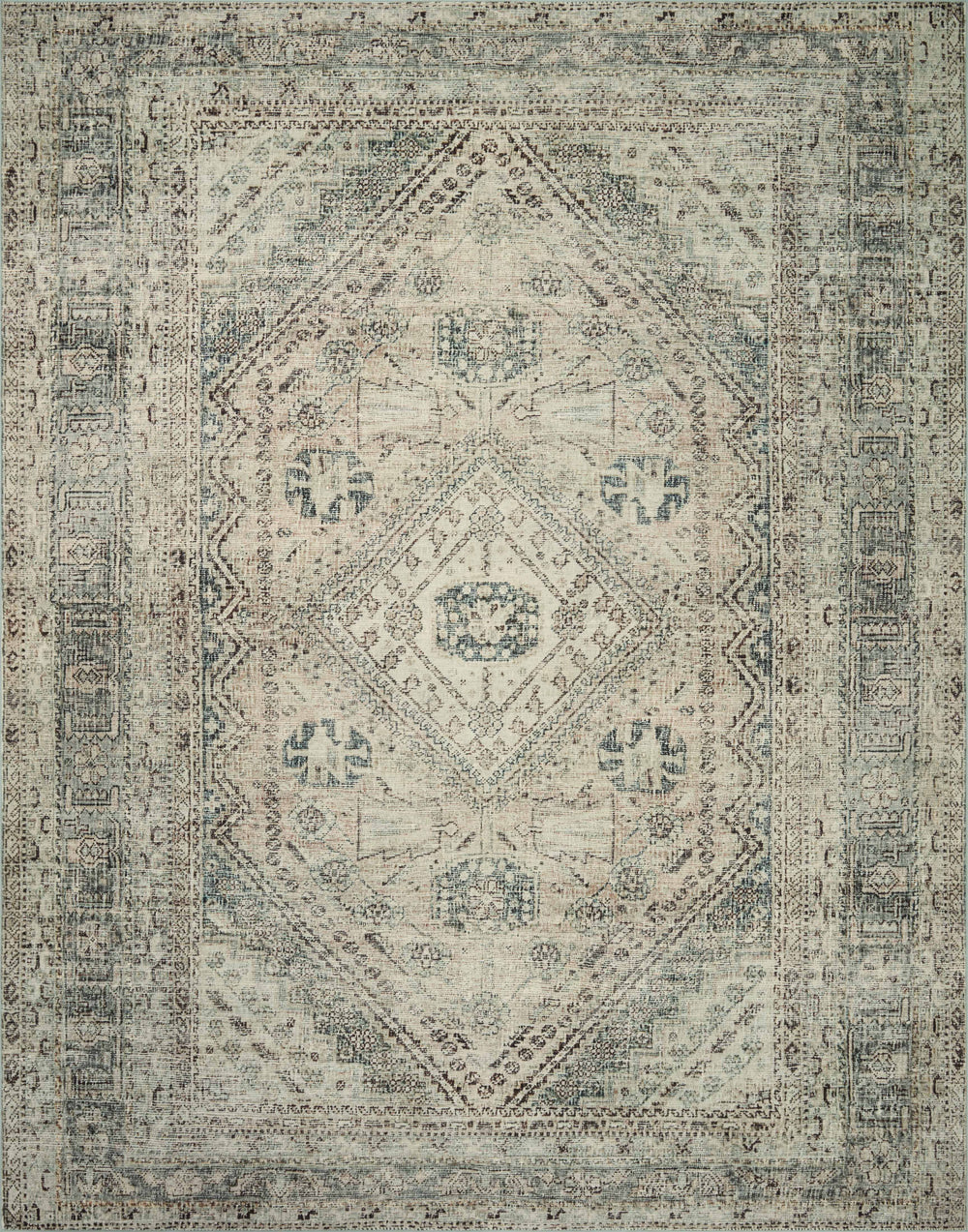 Magnolia Home by Joanna Gaines x Loloi Sinclair Rug - Natural / Sage-Blue Hand Home