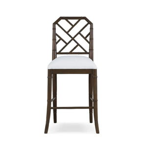 Bramble Martinique Counter Stool in Walnut w/ Arctic White Performance Fabric-Bramble-Blue Hand Home