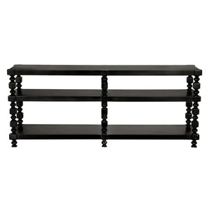 Maurice Three-Tier Console with Spindle Legs in Black-Noir Furniture-Blue Hand Home