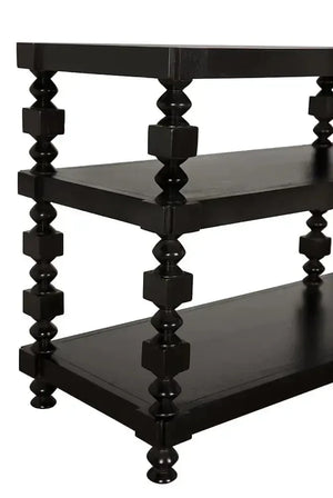 Maurice Three-Tier Console with Spindle Legs in Black-Noir Furniture-Blue Hand Home