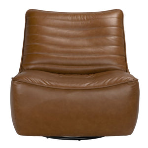 Mcclain Swivel Single Sofa, Roche Tan Leather-Blue Hand Home