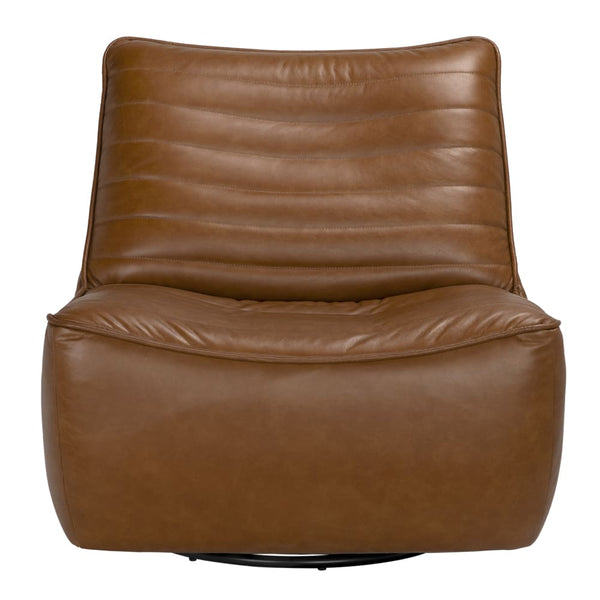 Mcclain Swivel Single Sofa, Roche Tan Leather-Blue Hand Home