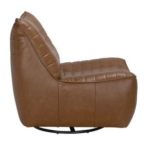 Mcclain Swivel Single Sofa, Roche Tan Leather-Blue Hand Home