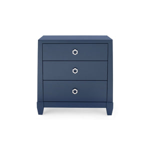 Madison 3-Drawer Side Table / Navy Blue Lacquer-Blue Hand Home