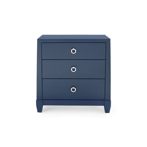 Madison 3-Drawer Side Table / Navy Blue Lacquer-Blue Hand Home