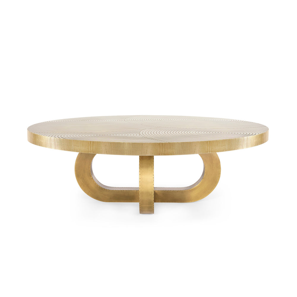 Maddox Coffee Table, Antique Brass-Blue Hand Home