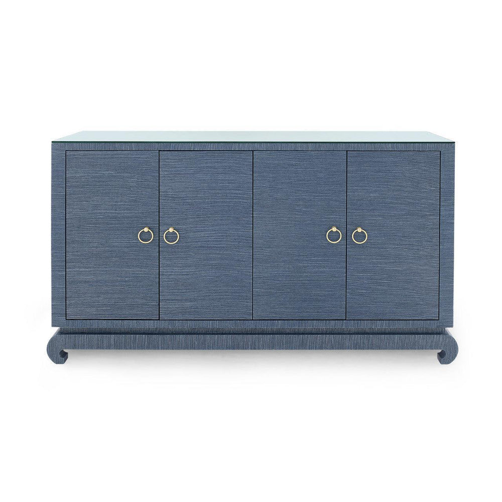 Meredith 4-Door Cabinet with Glass Top, Navy Blue-Blue Hand Home