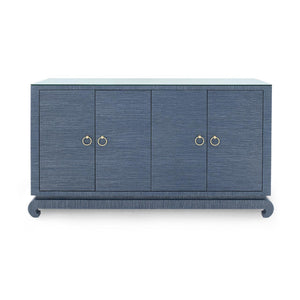 Meredith 4-Door Cabinet with Glass Top, Navy Blue-Blue Hand Home