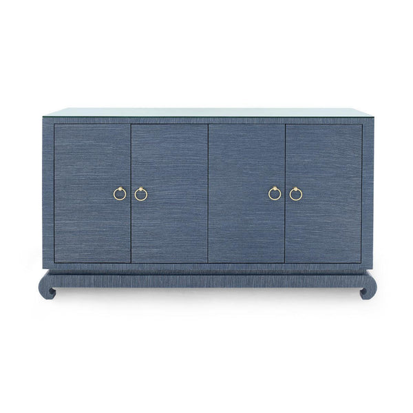 Meredith 4-Door Cabinet with Glass Top, Navy Blue-Blue Hand Home