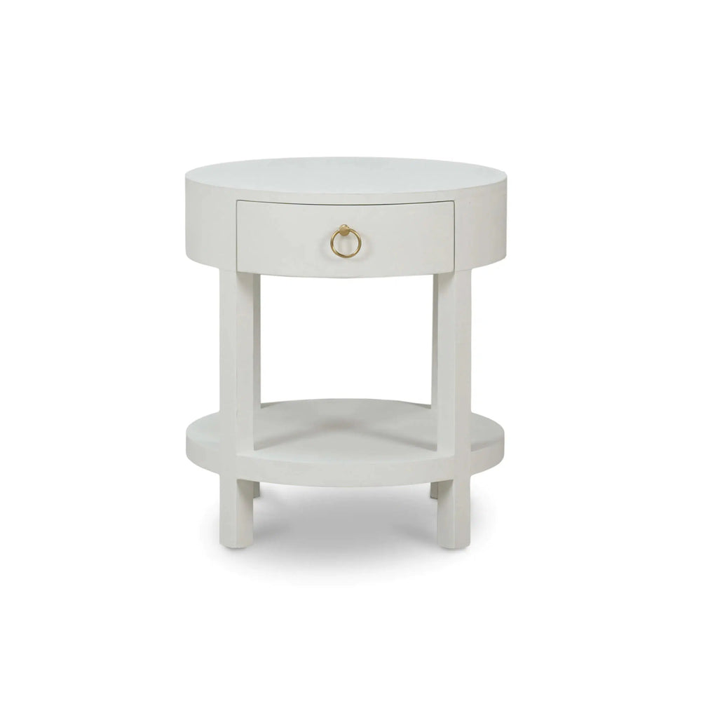 Milan Linen Wrapped Side Table-Blue Hand Home