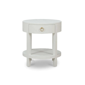 Milan Linen Wrapped Side Table-Blue Hand Home