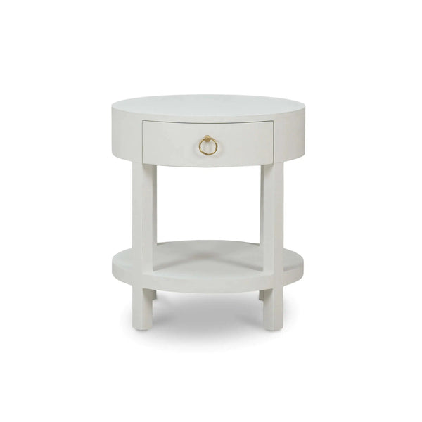 Milan Linen Wrapped Side Table-Blue Hand Home