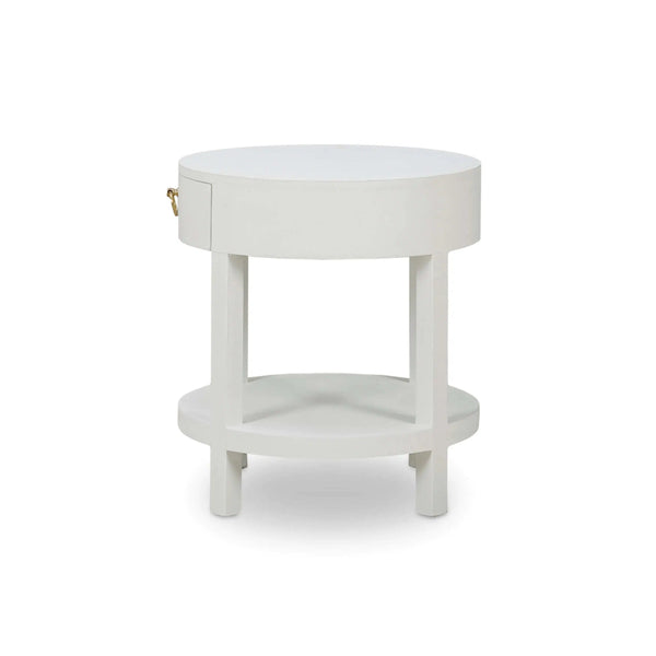 Milan Linen Wrapped Side Table-Blue Hand Home