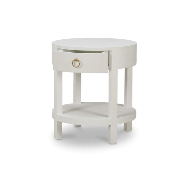 Milan Linen Wrapped Side Table-Blue Hand Home