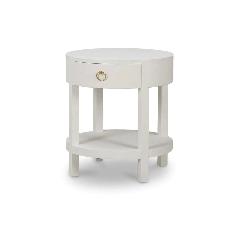 Milan Linen Wrapped Side Table-Blue Hand Home