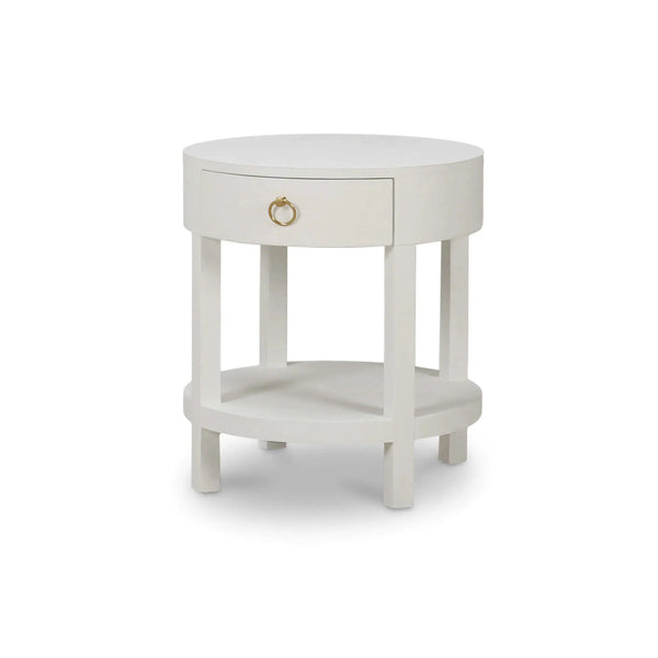 Milan Linen Wrapped Side Table-Blue Hand Home