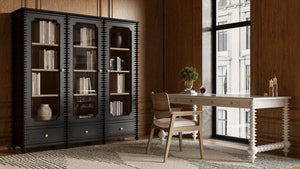 Milano Bookcase w/ 3 Glass Doors-Blue Hand Home