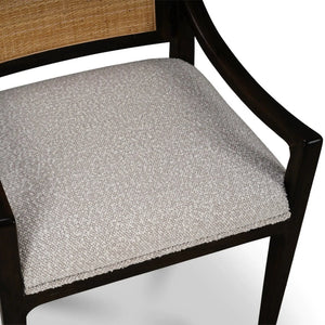 Milano Dining Chair w/ Upholstered Seat & Rattan Back-Blue Hand Home