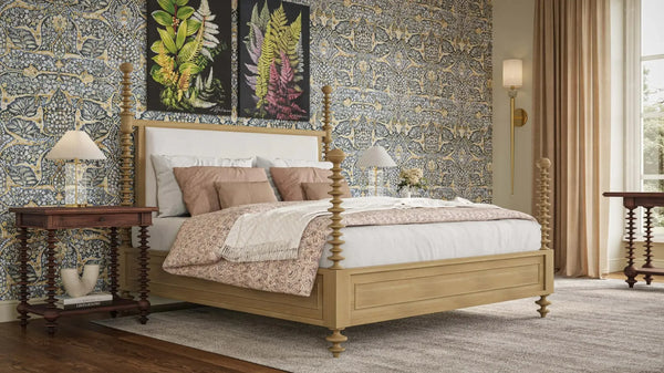 Milano Upholstered Bed King-Blue Hand Home