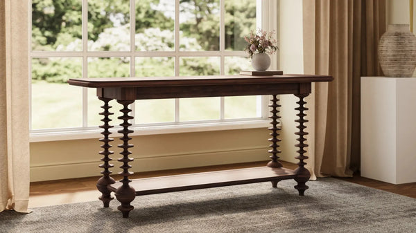 Milano Console Table In Walnut-Blue Hand Home
