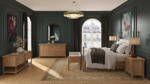 Milano Upholstered King Bed In Fruitwood W/ Arctic White Performance Fabric-Blue Hand Home