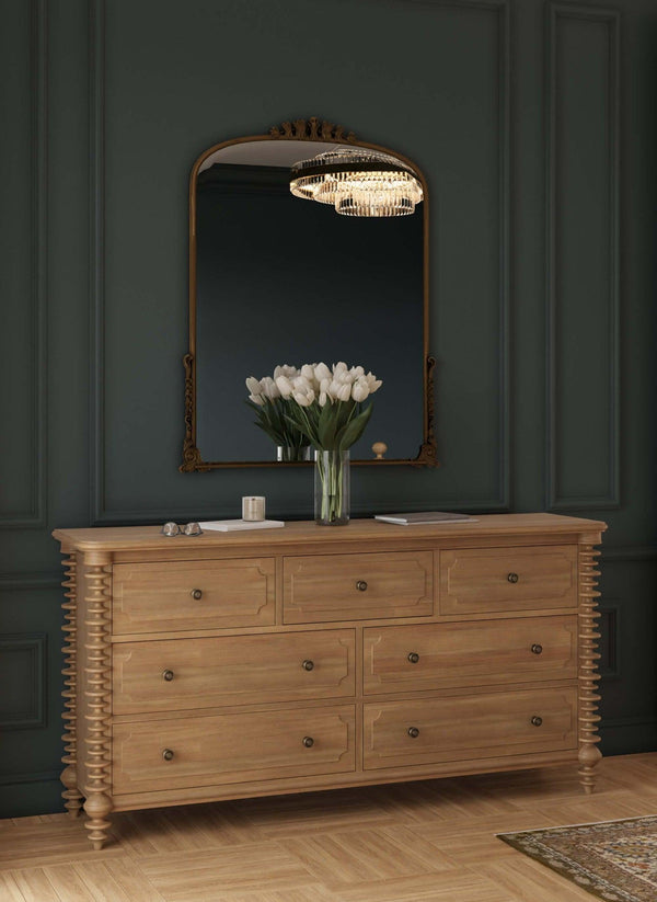 Milano 7 Drawer Dresser in Fruitwood-Blue Hand Home