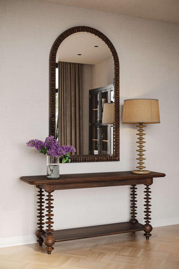 Milano Console Table In Walnut-Blue Hand Home