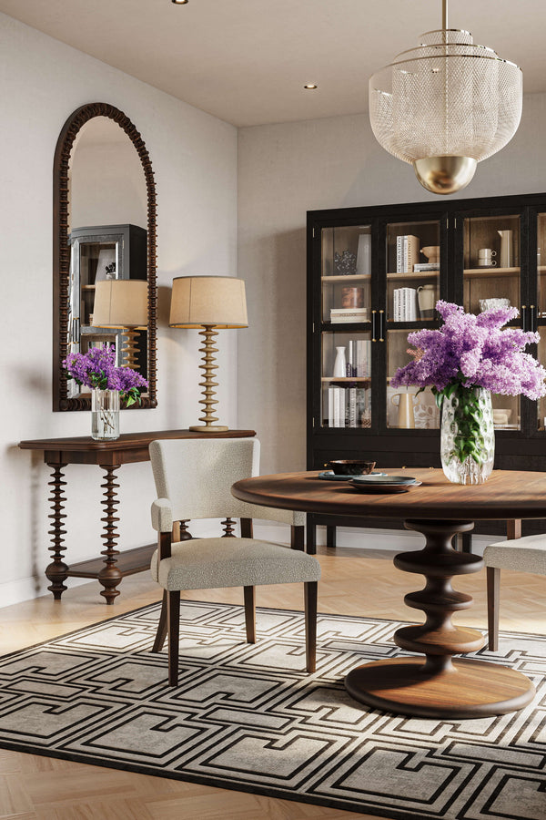 Milano Console Table In Walnut-Blue Hand Home