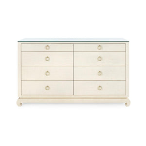 Ming Extra Large 8-Drawer Dresser with Glass Top-Blue Hand Home