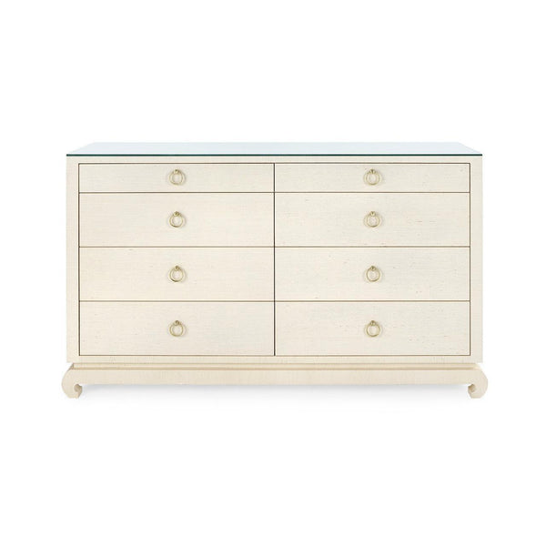 Ming Extra Large 8-Drawer Dresser with Glass Top-Blue Hand Home