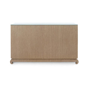 Ming Extra Large 8-Drawer with Glass Top, Flax Brown-Blue Hand Home