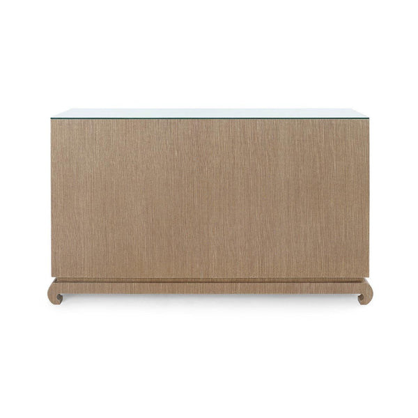 Ming Extra Large 8-Drawer with Glass Top, Flax Brown-Blue Hand Home
