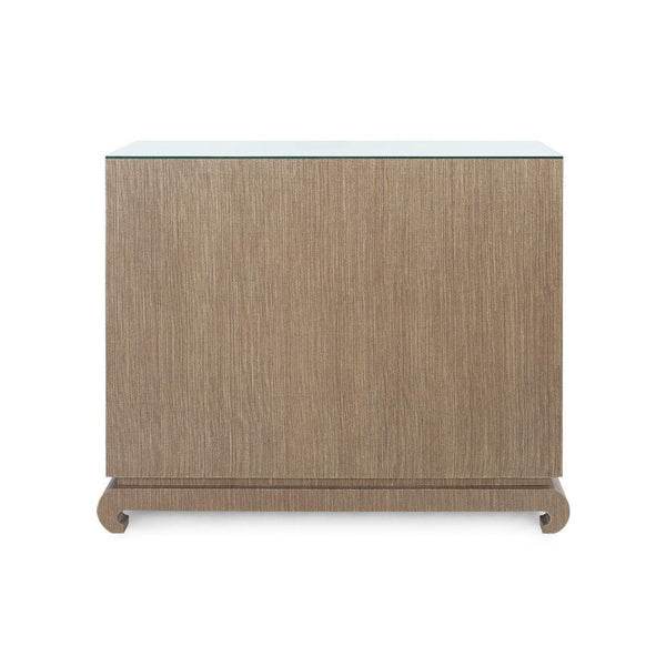 Ming Large 4-Drawer with Glass Top, Flax Brown-Blue Hand Home