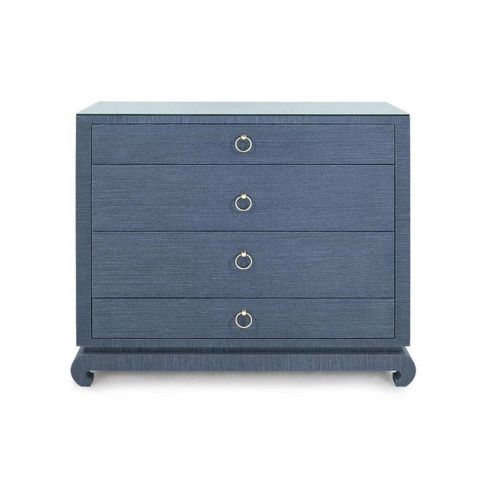 Ming Large 4-Drawer with Glass Top, Navy Blue-Blue Hand Home