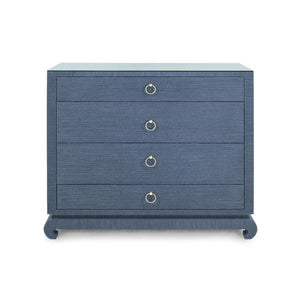 Ming Large 4-Drawer with Glass Top, Navy Blue-Blue Hand Home