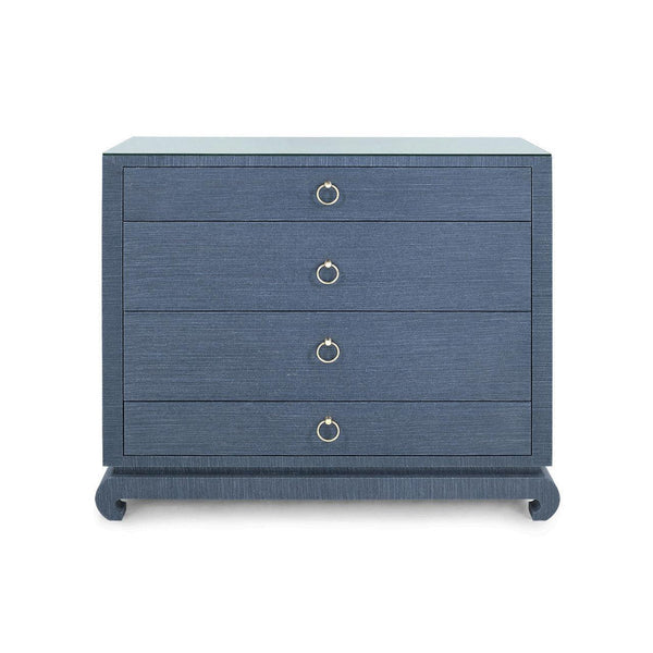 Ming Large 4-Drawer with Glass Top, Navy Blue-Blue Hand Home