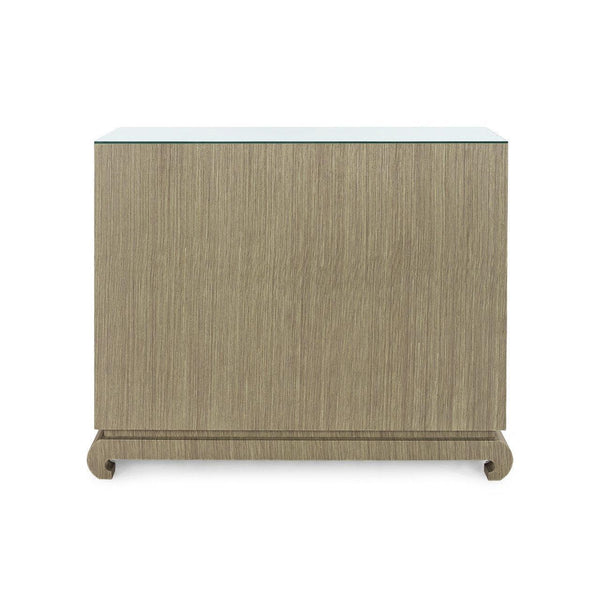Ming Large 4-Drawer with Glass Top, Sage Green-Blue Hand Home