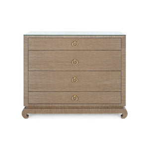 Ming Large 4-Drawer with Glass Top, Flax Brown