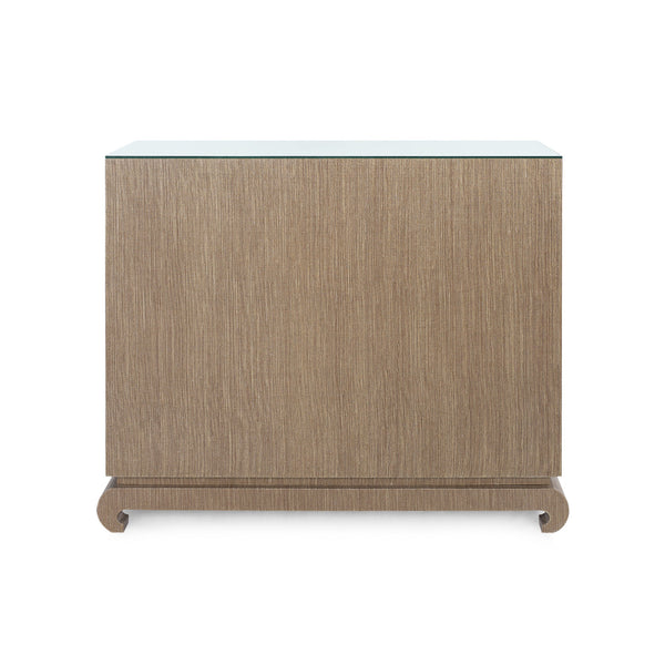 Ming Large 4-Drawer with Glass Top, Flax Brown