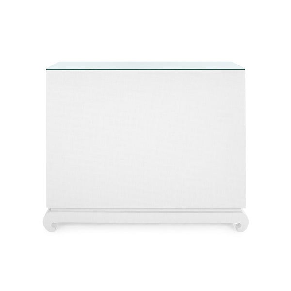 Ming Large 4-Drawer with Glass Top, Chiffon White
