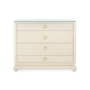 Ming Large 4-Drawer with Glass Top, Canvas Cream