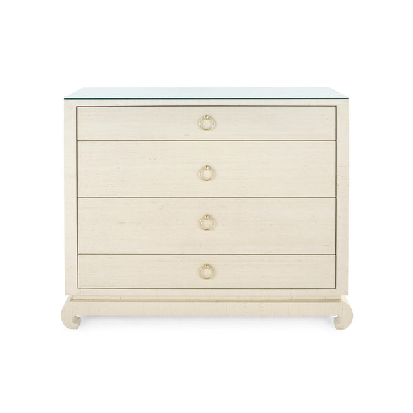 Ming Large 4-Drawer with Glass Top, Canvas Cream
